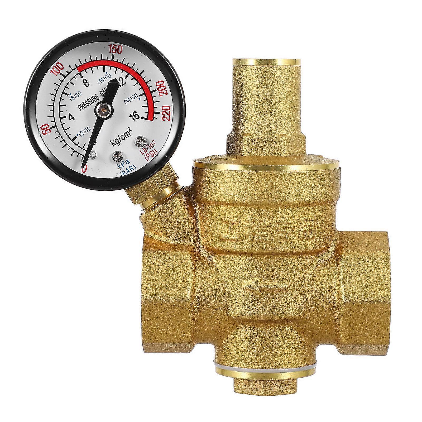 Pressure Regulator with Gauge for Water Tap Use Copper Plastic Assorted Color 3/4 Inch