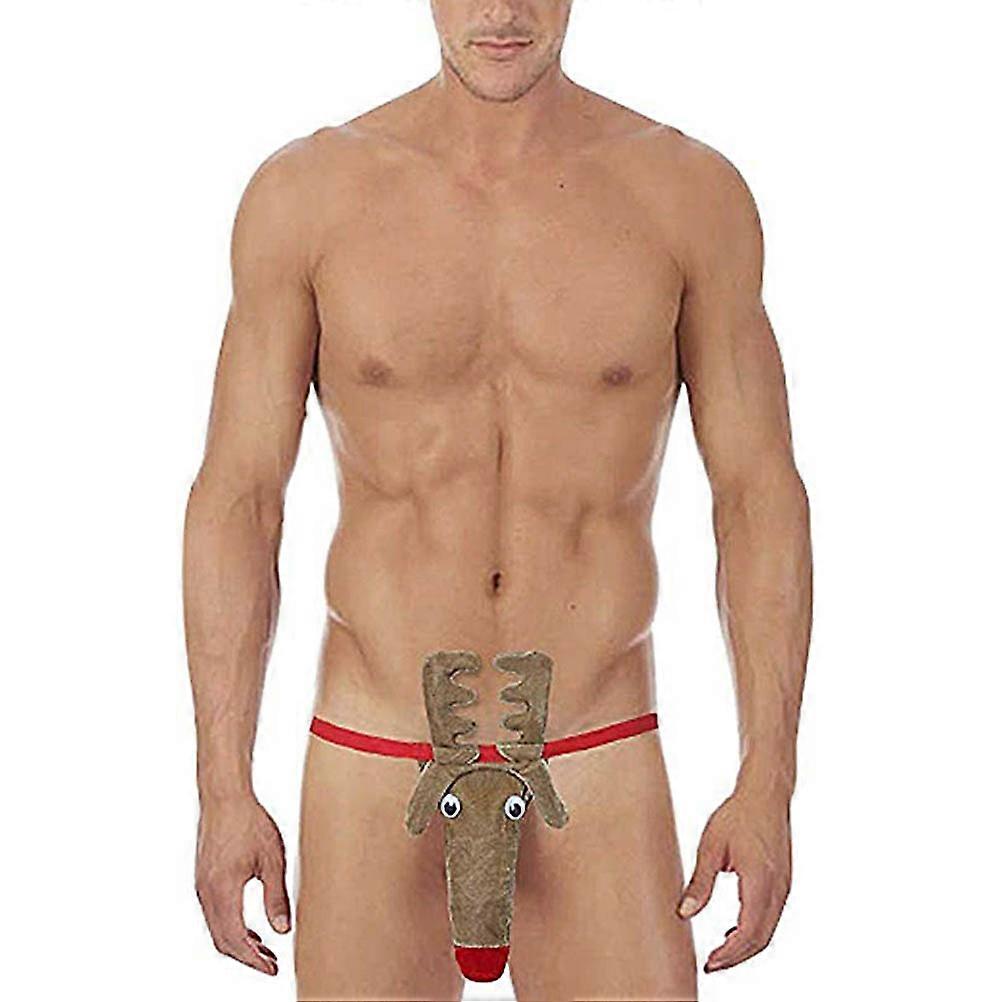 Men Christmas Sexy Reindeer Elk Men G Strings Thong Underwear T Back Erotic Underwear