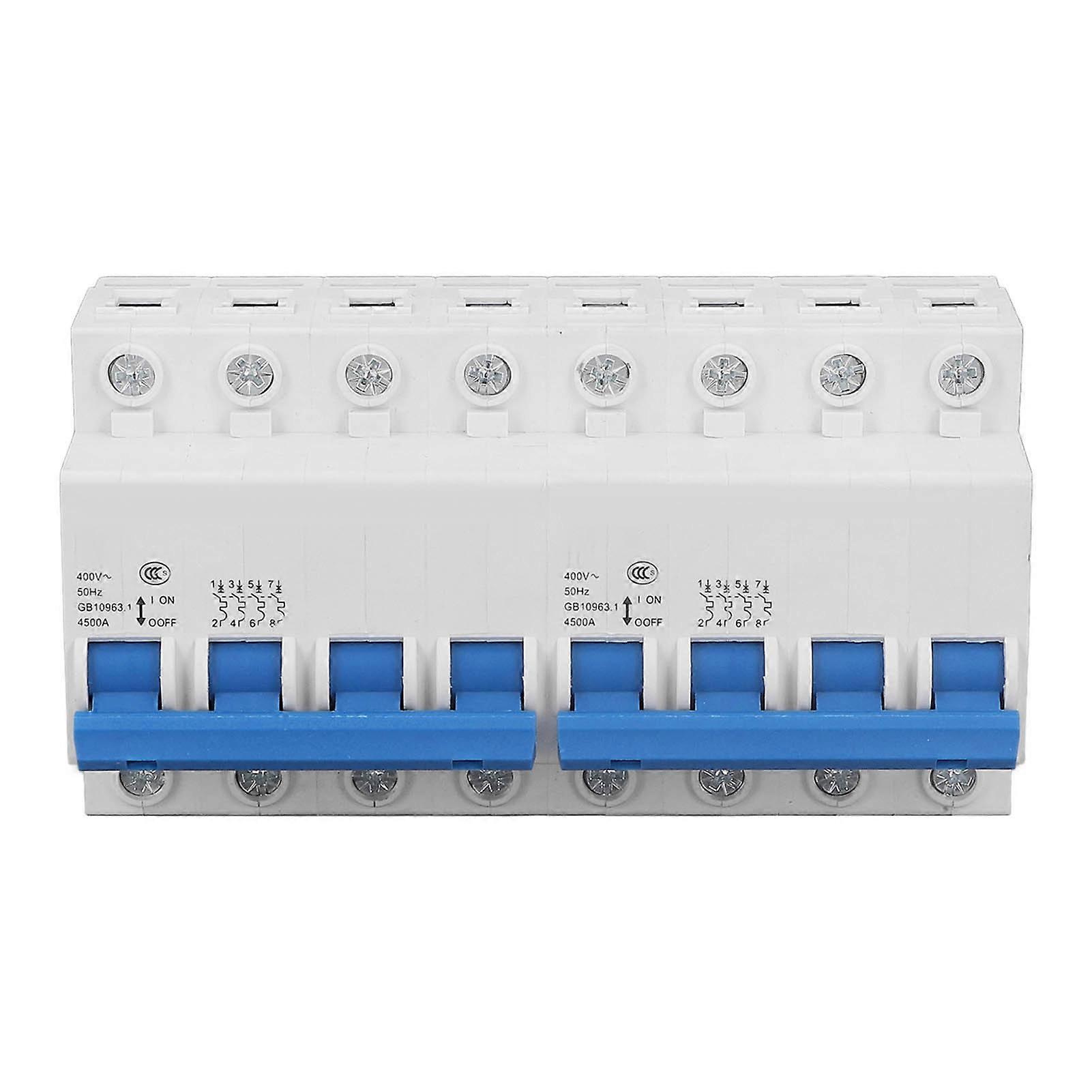 Mini Interlocking Conversion Circuit Breaker Guide Rail Type Manual Dual Power Transfer Switch AC400V 4P+4P 4500A 63A