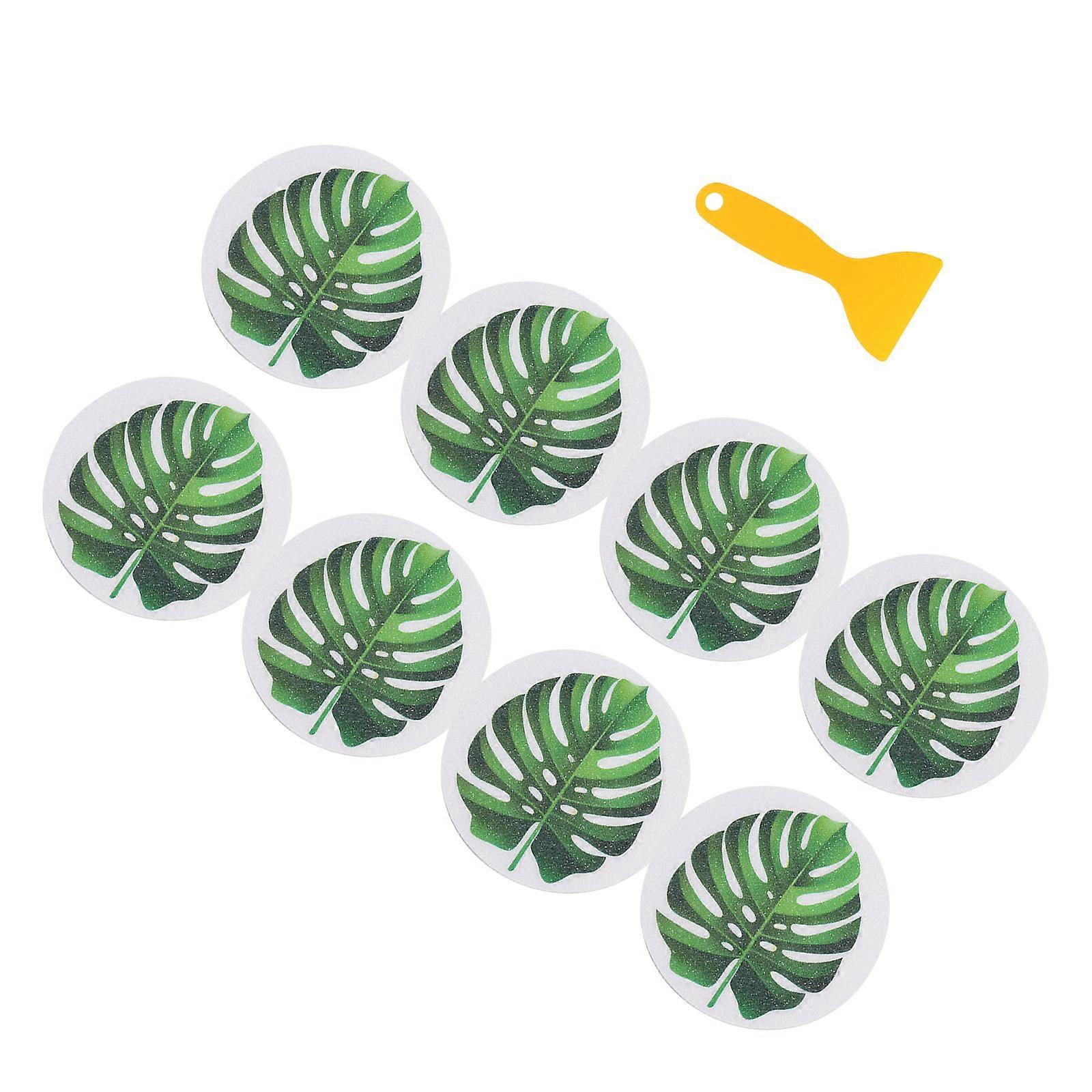 Yellow Anti-slip Bathtub Stickers for Kids with Leaf Patterns Made of PEVA for Bathroom 1 Set