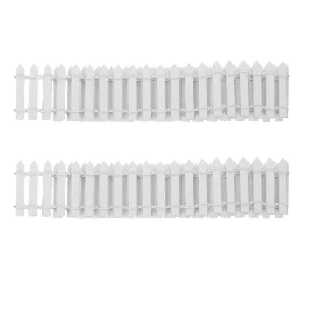 White Miniature Fence for Decor Made of Synthetic Material Flexible and Durable 2 Pieces