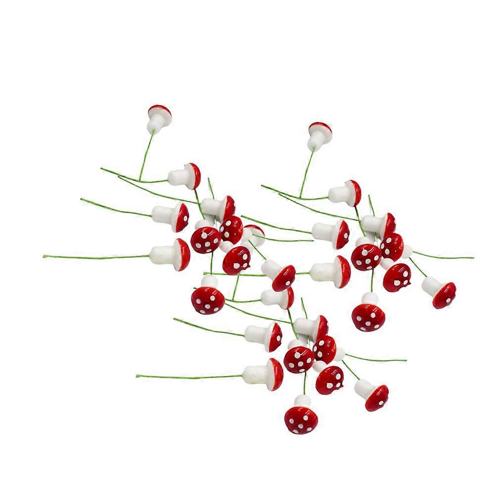 Kırmızı Minyatür Mantar Bahçe Dekor Aksesuarları Mini Bahçeler için Dayanıklı Plastik Bitki Dekoru, 100 Adet