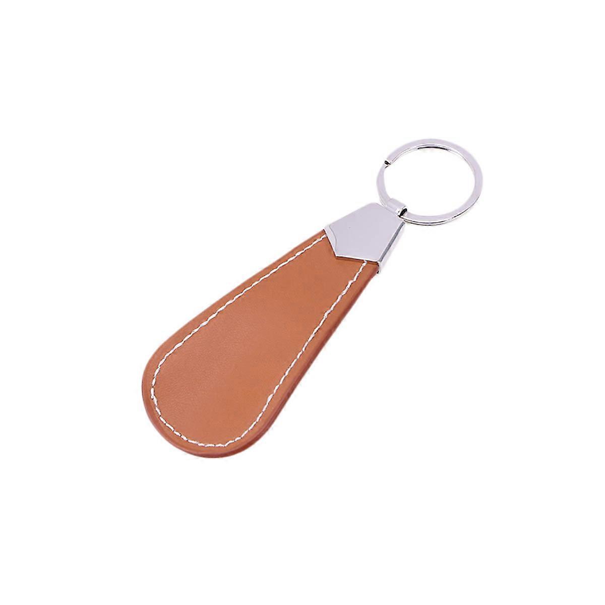 Pu Shoe Horn for Men – Non Slip, Long Handled, Durable Travel Accessory with Key Ring – Comfortable Design for Gentlemen – Brown