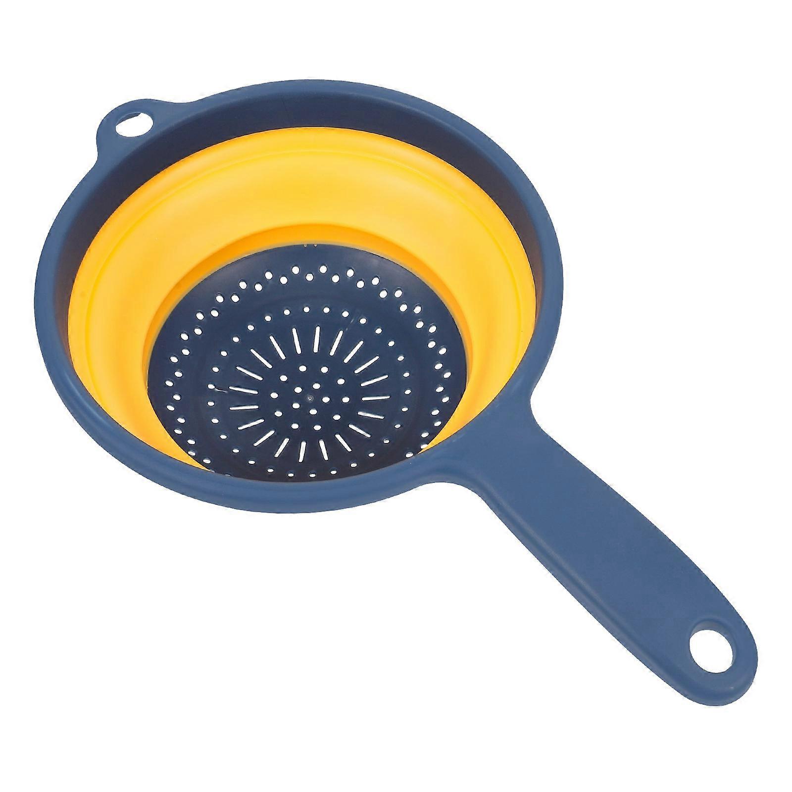 Folding Drain Basket Vegetables And Fruit Drainage Household Users Kitchen Use Blue 1Pcs