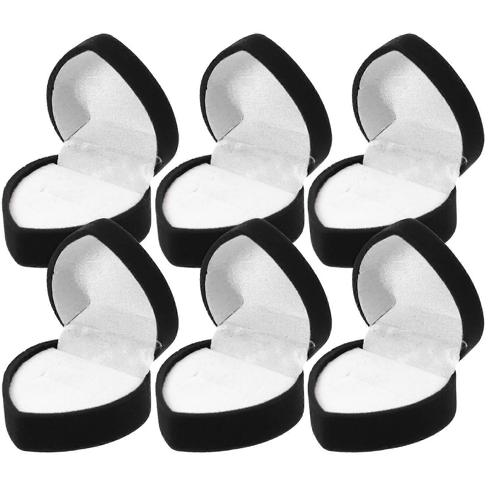 Heart Shaped Ring Box for Engagement Perfect for Storage Use Black Lightweight Compact Design 6 Pieces