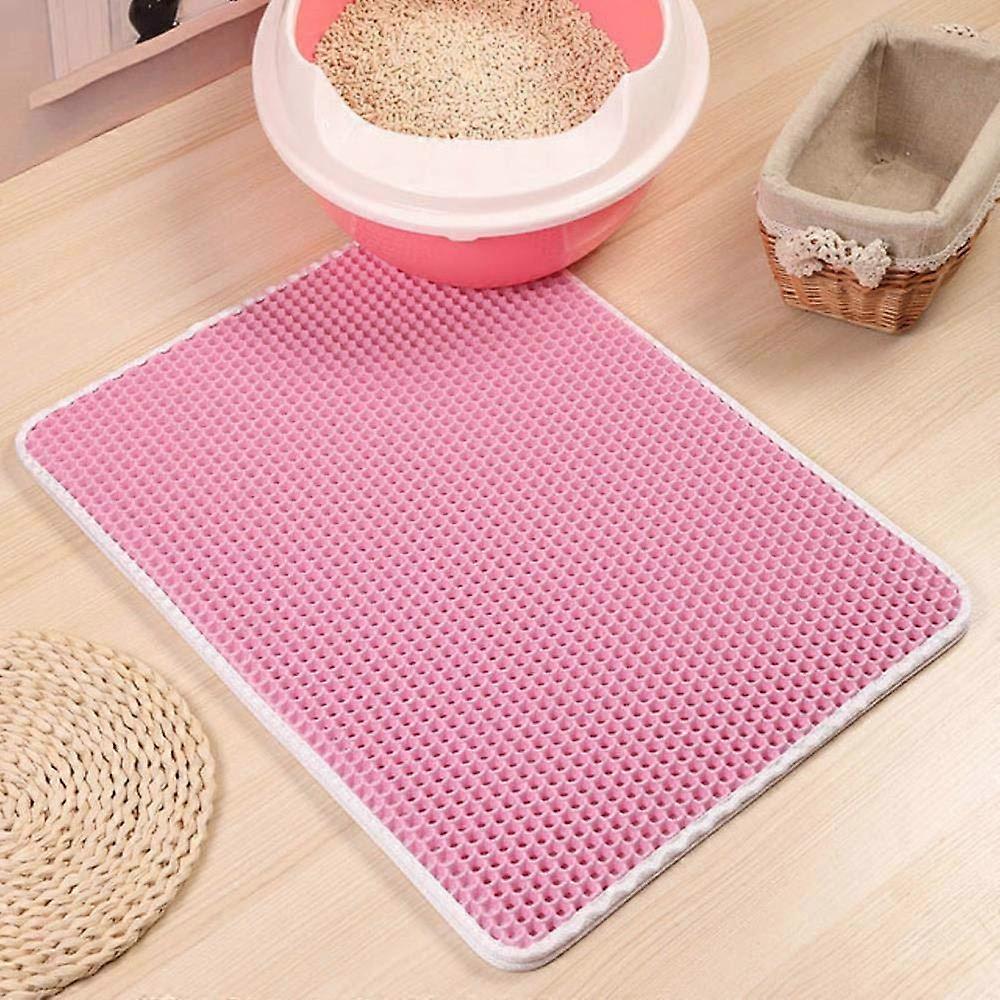 Pet Cat Litter Mat Foldable Double Layer Cat Mat Base NonSlip Pet Litter Cat Mat Layer Pet Litter Catcher Mat Pink XL 55 x 75 cm