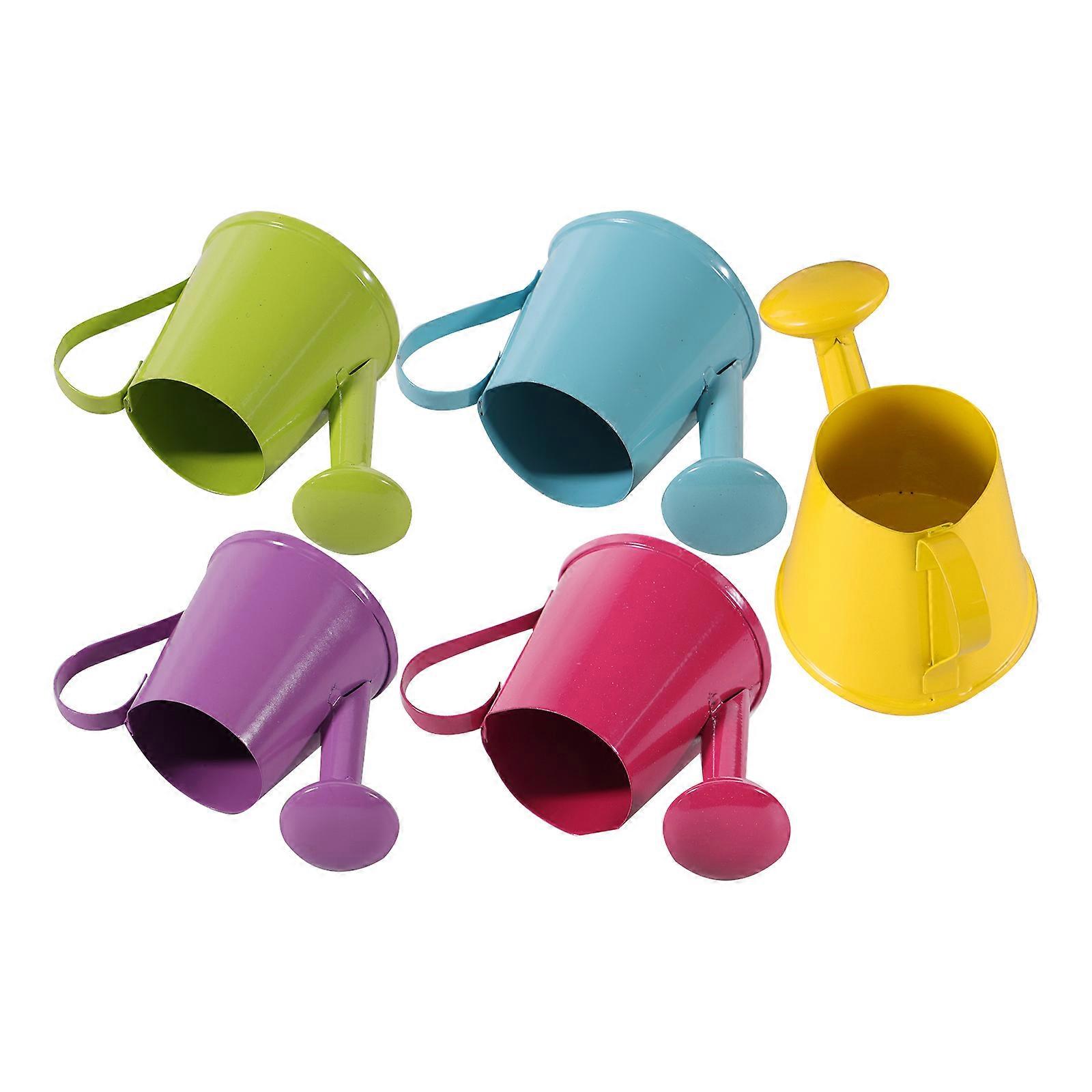 Assorted Color Mini Watering Can for Gardening Lightweight Iron Sheet Watering Can Ideal for Kids 5pcs Set