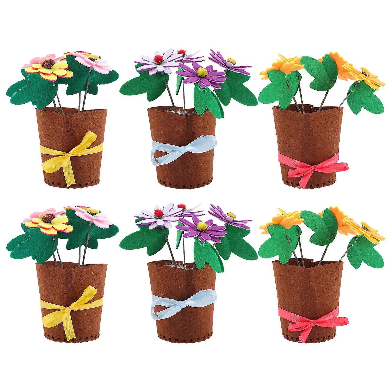 Kids DIY Craft Material Flowerpot 6Set Pot Shape Enhancing Concentration Improvement Creativity Development Fun Activities
