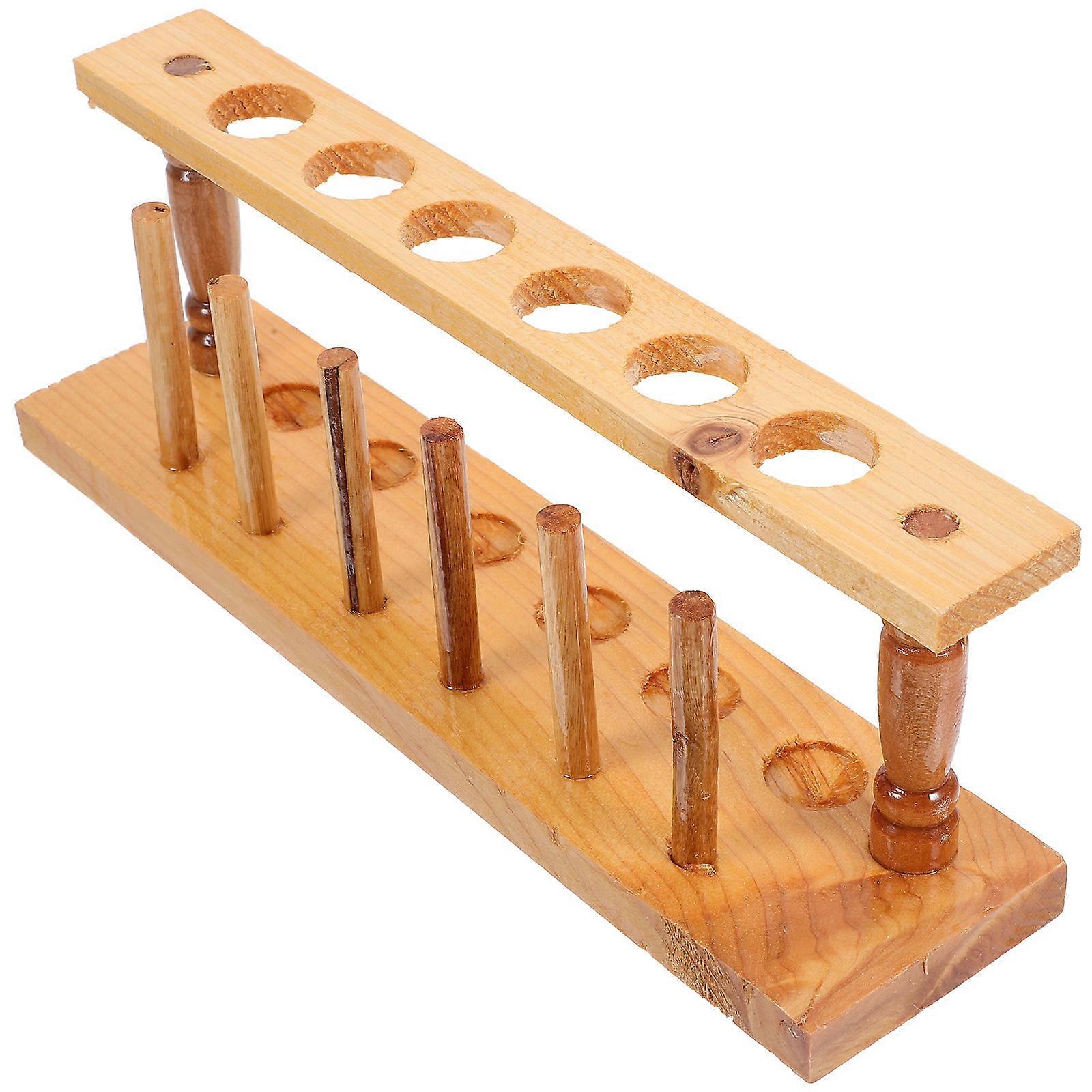 Wooden Test Tube Rack for Experiment Use Stable and Sturdy Light Brown 6 Holes