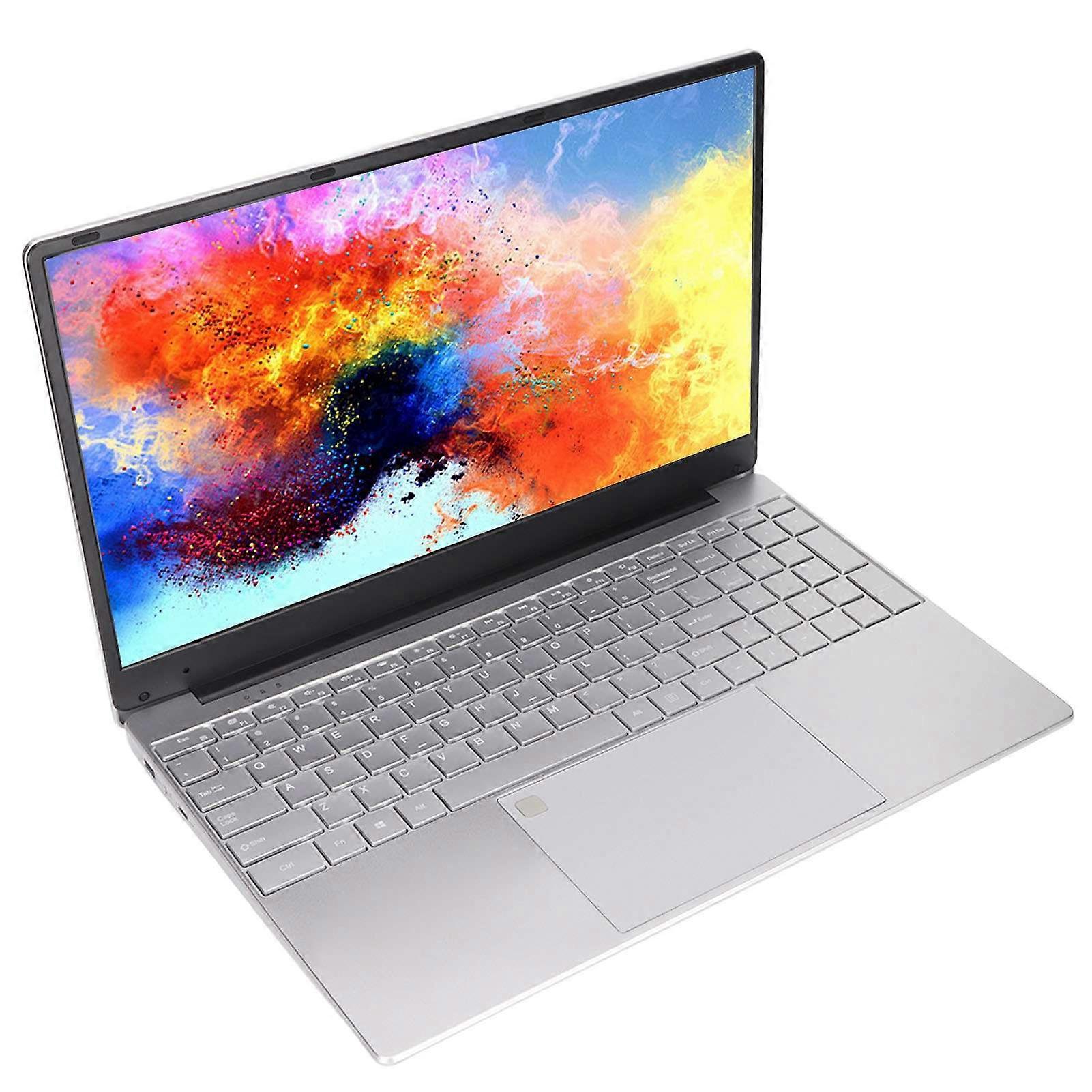 15,6-Zoll-Laptop 8G RAM 128 GB SSD Quad-Core-IPS-HD-Bildschirm 1920x1080 WIFI-Tastatur mit Hintergrundbeleuchtung Leichte silberne Laptops 100-240 V US-Stecker