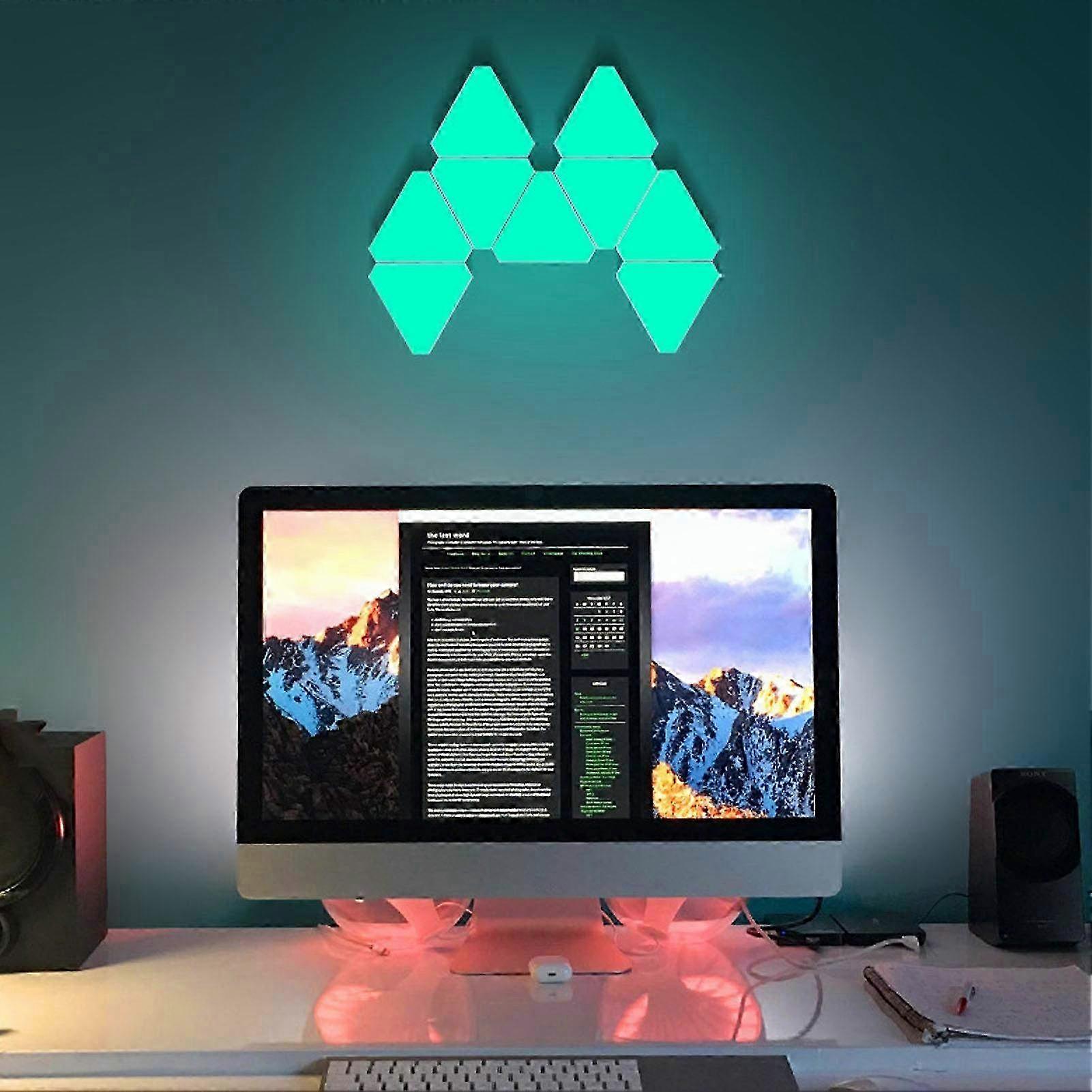 12-Piece RGB LED Wall Light Kit with WiFi & Music Sync - Color Changing Triangular Wall Lamp for Room Decor with Remote & APP Control