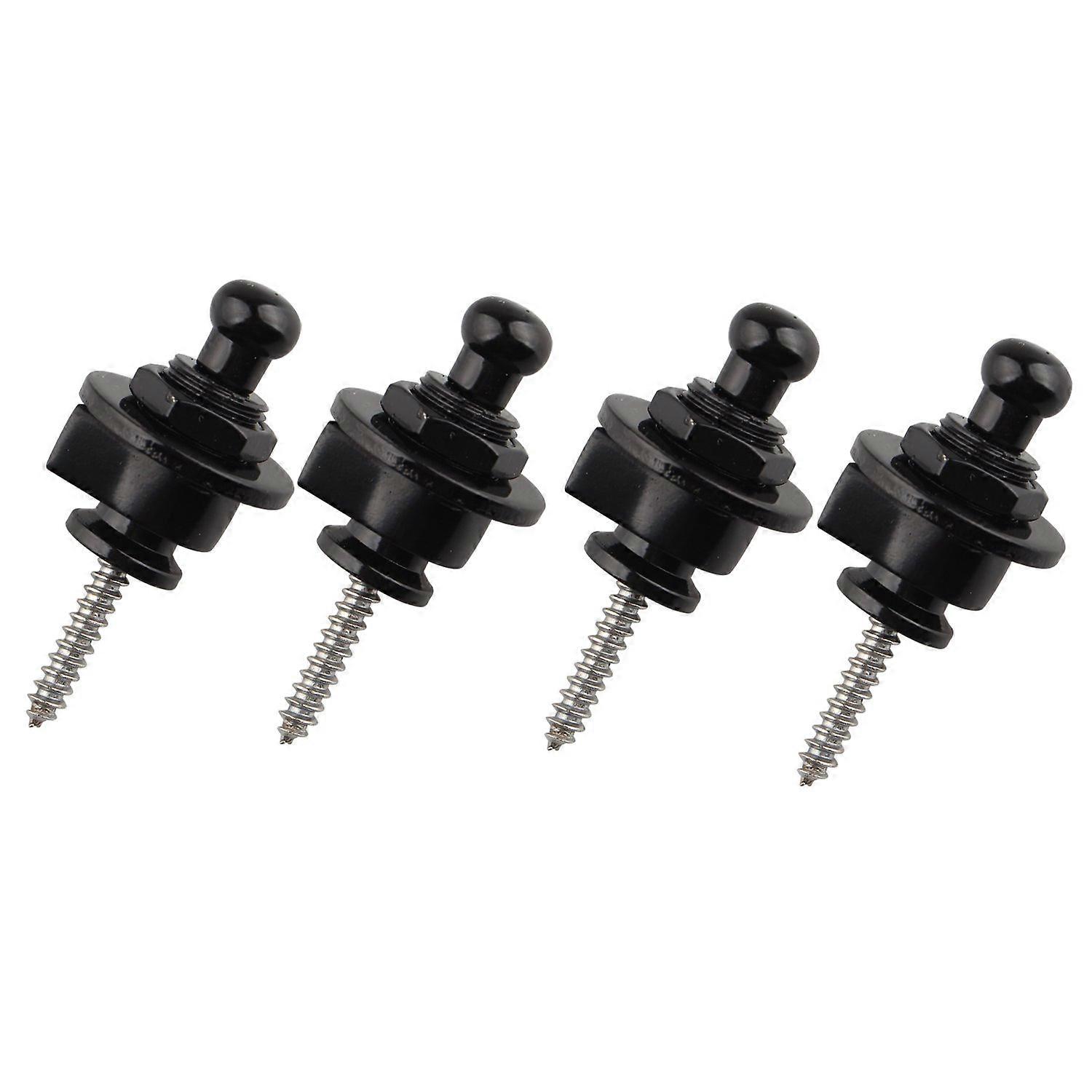 4 Alloy Strap Lock Professional Robust Guitar/Bass Trap Pins AntiStripping Lock System Schaller Style Black