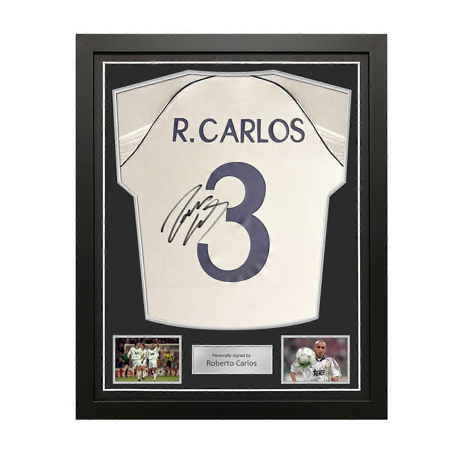 Roberto Carlos Signed Real Madrid 1999-00 Home Football Shirt. Standard Frame