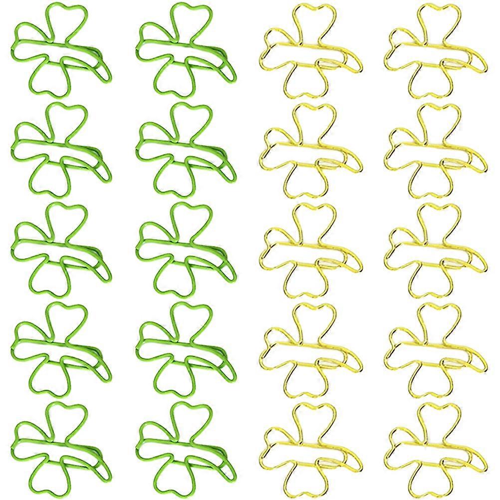 20Pcs Clover Shape Cute Paper Clips For Office Work Office Supplies Assorted Color Delicate Design Holding Papers