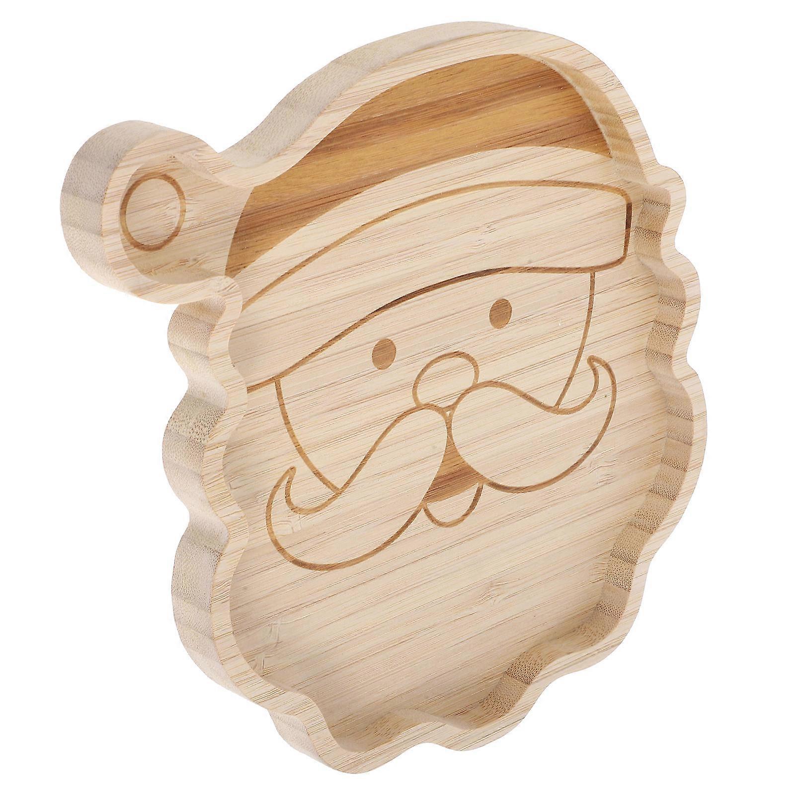 Christmas Santa Clause Shaped Wooden Serving Tray 1 Set Rustic Farmhouse Food Platter for Xmas Table Service