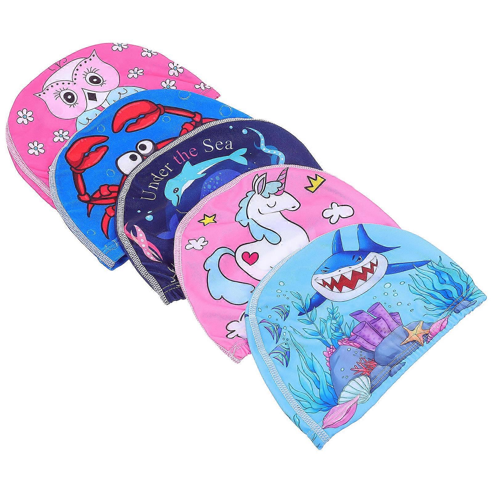 Round Swimming Caps For Kids Water Activities Comfortable Fit Prevent Slipping Off 5Pcs