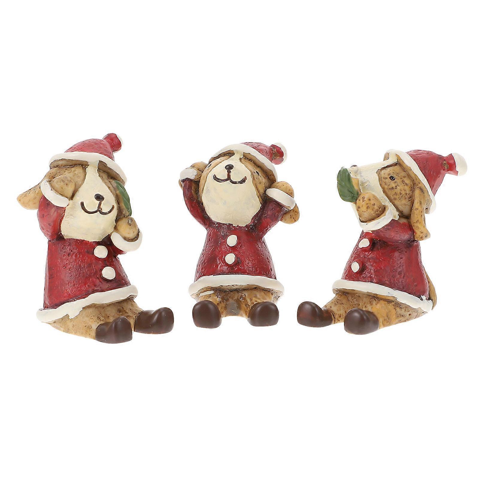 Tiny Resin Dogs Ornament Designed For Christmas Party In Multi Color Featuring Decorative 3 Pcs