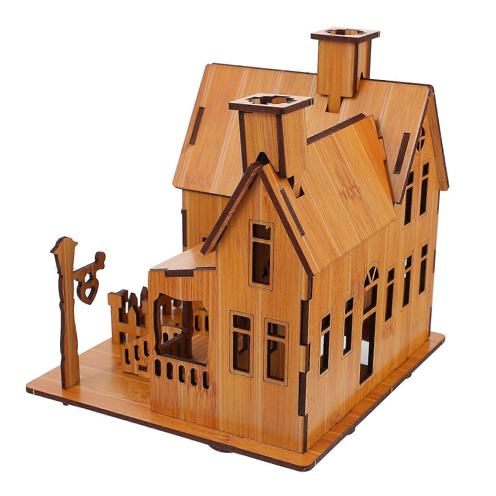 Creative Wooden House Puzzle Toy for Kids Ivory Color No Tools Required Easy Assembly