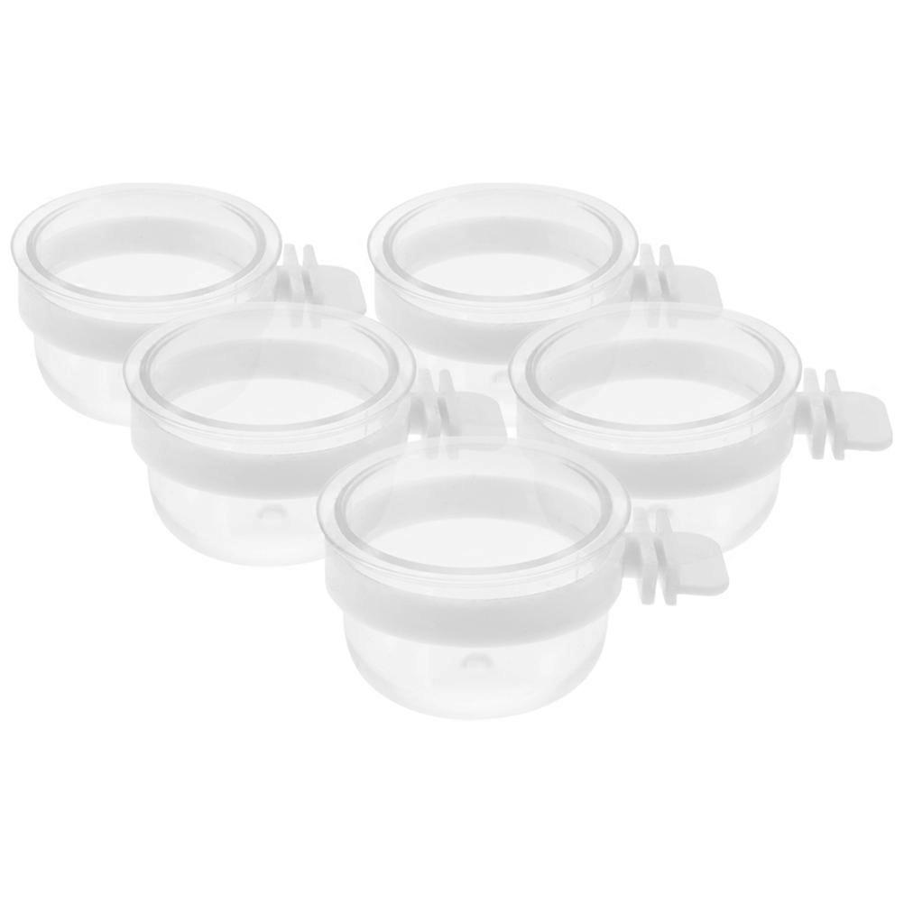 5pcs détachable transparent oiseau mangeoires Robuste suspendu Perroquet nourriture et eau Plats pour accessoires de cage à oiseaux, conception facile à nettoyer