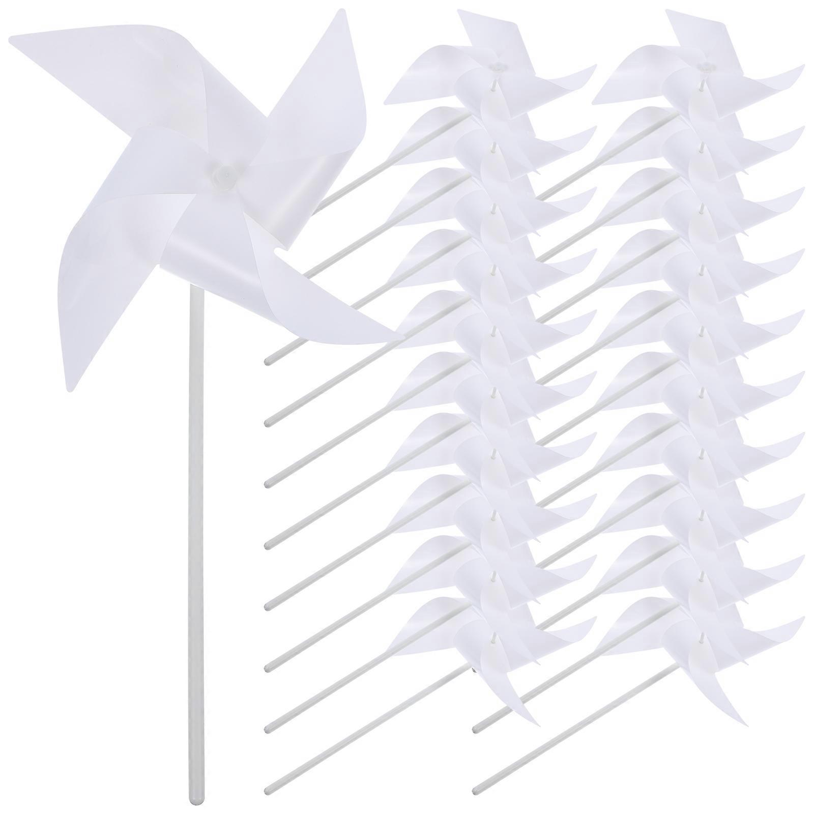 24pcs Blank DIY Pinwheels, Unpainted Graffiti Windmills, Safe Plastic Craft Supplies for Classroom Activities and Creative Fun