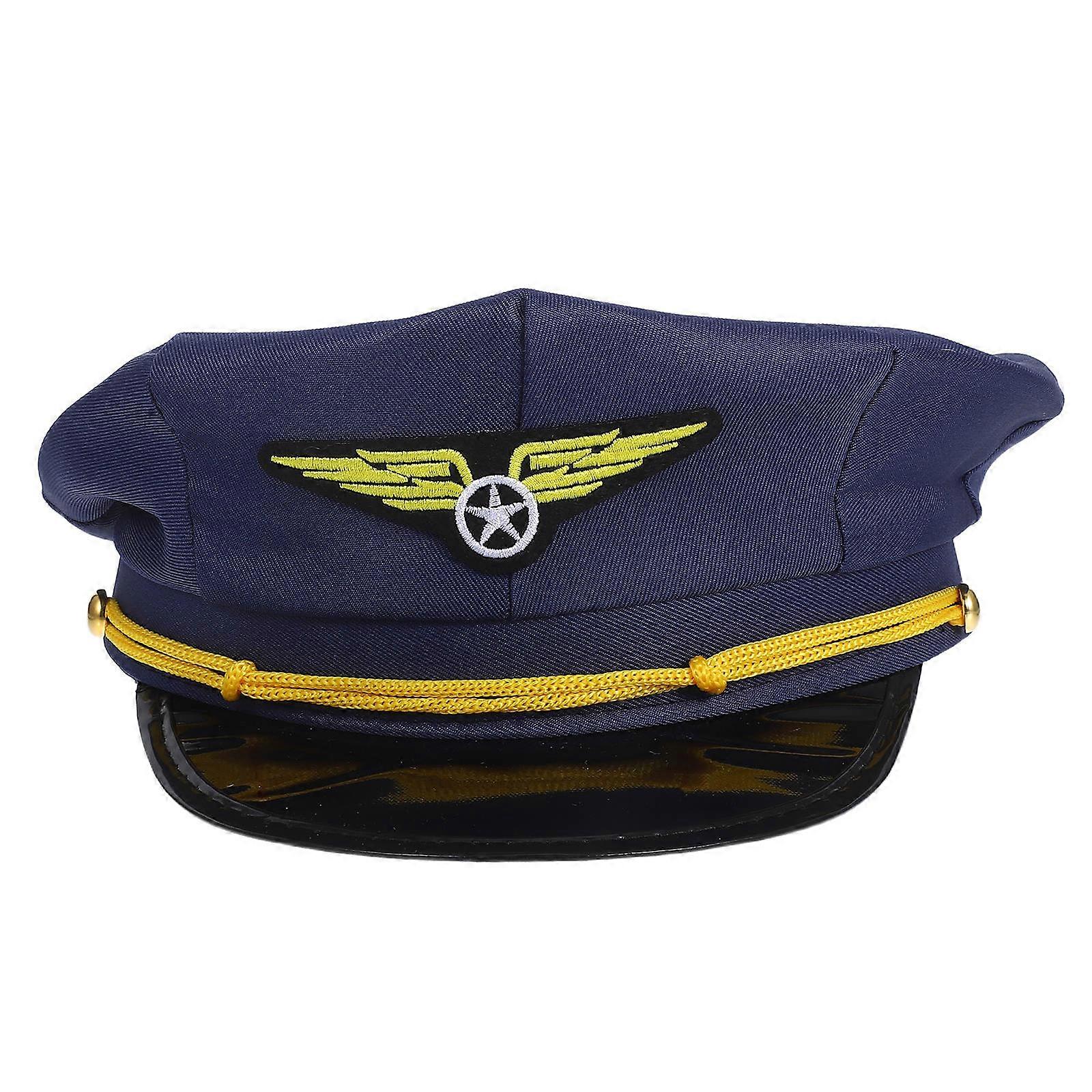 Performance Costume Pilot Hat Adult Airplane Captain Hat For Halloween Cosplay Event Party Use 1Pack