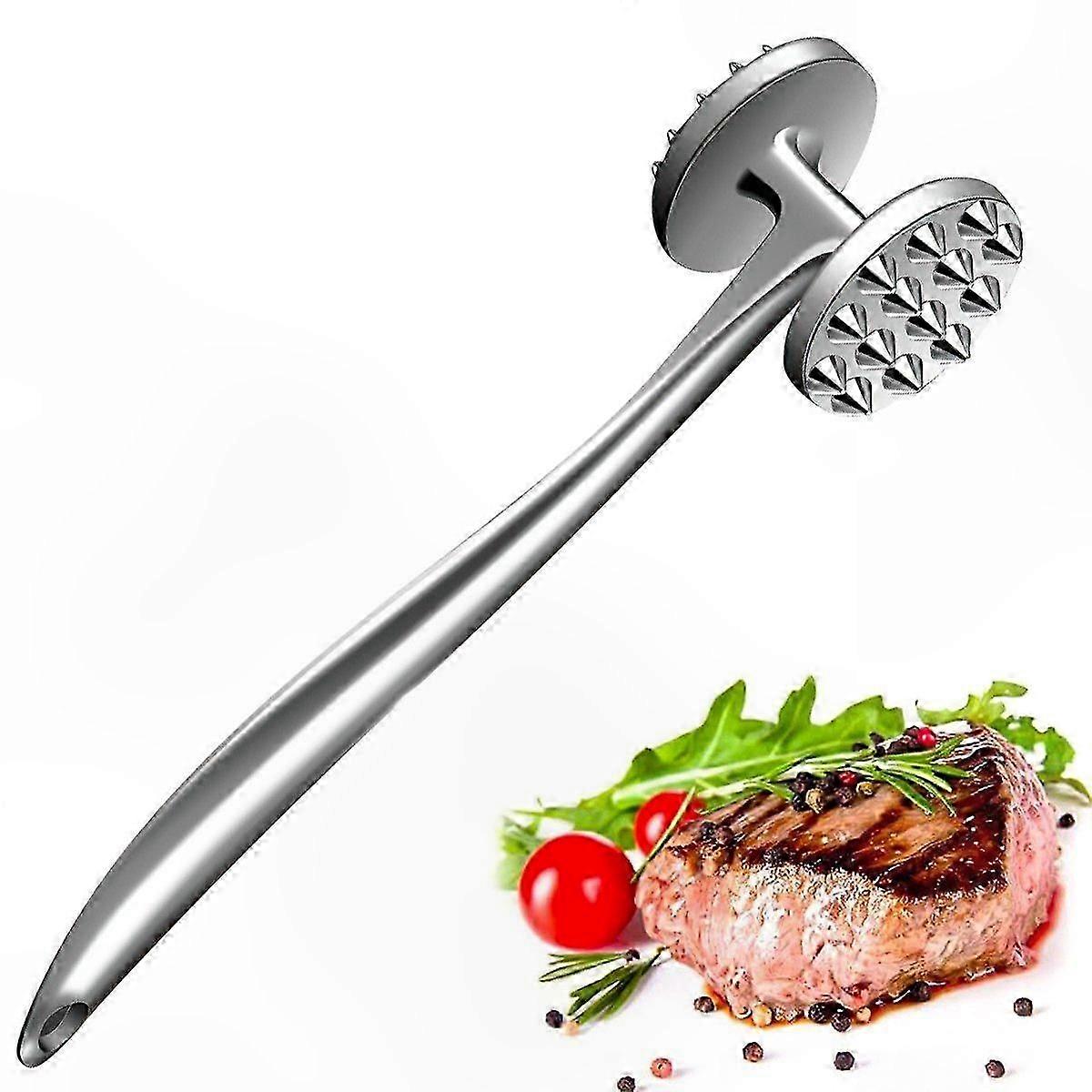 Double-Sided Stainless Steel Meat Tenderizer Hammer, Durable 2-in-1 Kitchen Tool for Cooking