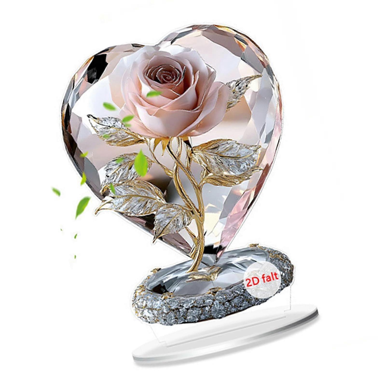 Miniature Acrylic Crystal Bouquet 2D Printing Printer Display Decoration for Bookshelves Tabletop Decoration Ornament Multicolor Desktop