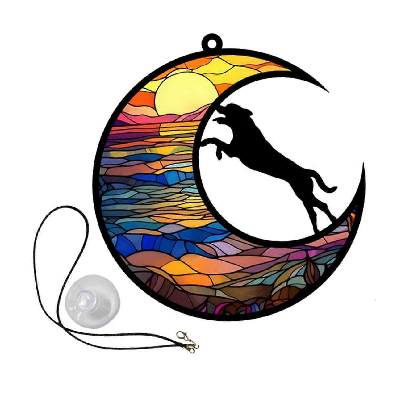 Dog Commemorative Plaque Adorable Acrylic Window Hanging Ornament for Moon Decor Versatile Home Decoration for Remembrance and Bereavement