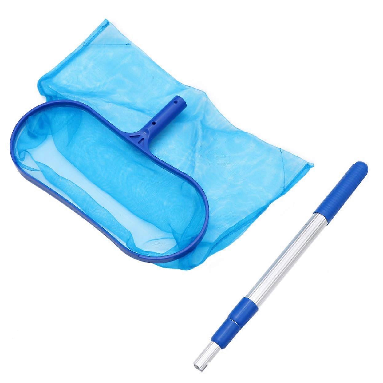 Cleaning Net Swimming Pool Cleaner Telescopic Leaf Rake Mesh Net for Swimming Pool, Blue, 1 Piece