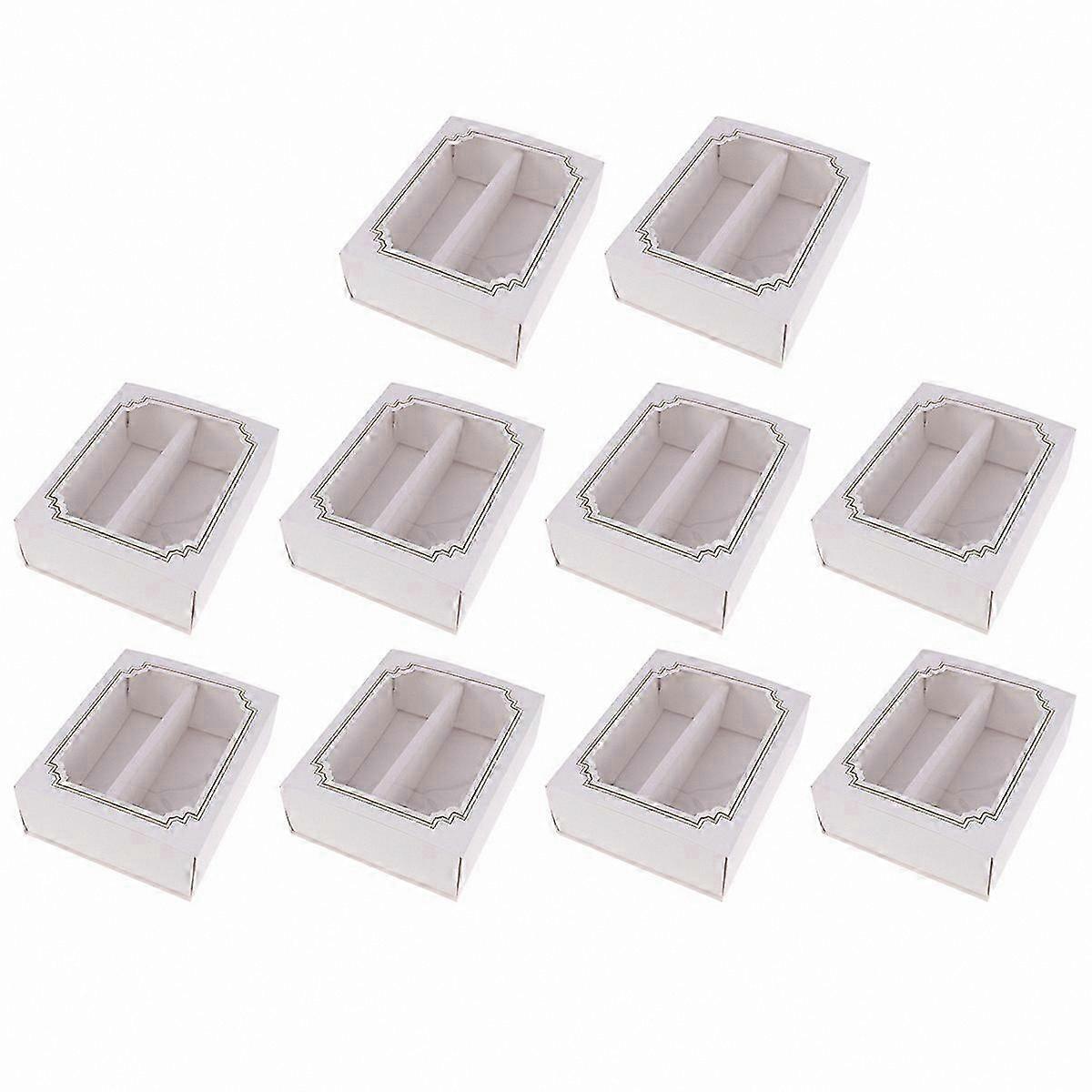 10-Pack Macaron Boxes with Clear Window for Cookies, Cakes, and Desserts, Perfect for Party Gifts, Large Size White Paper Boxes
