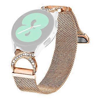 For Fitbit Versa 3/Sense Watch Band Milanese Metal Strap Rhinestone Decor - Rose Gold