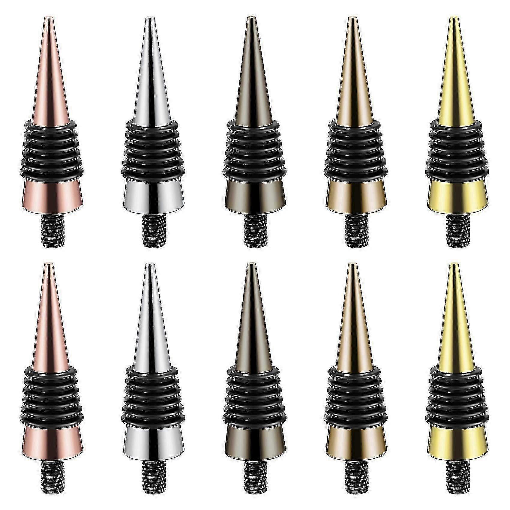10-Piece Set of Metal Wine Stopper Inserts with Threaded Posts for DIY Woodturning Projects