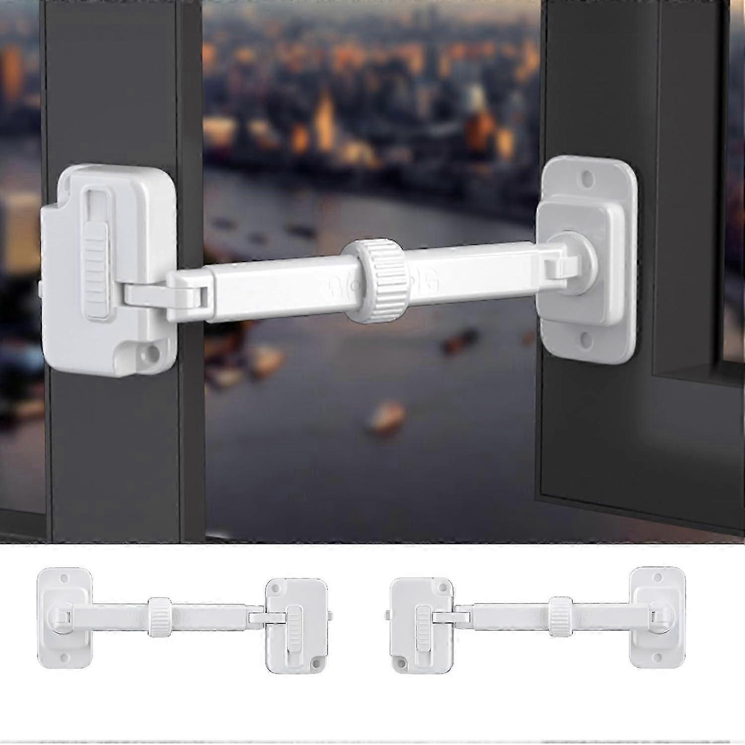 2 Pack Child Proof Window Restrictor, Adjustable Baby Safety Window Lock, Window Safety Locks for Toddlers & Pets, Easy to Install Suitable for Door