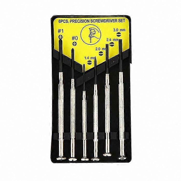 6-Piece Precision Screwdriver Set with Flat and Cross Head Tips