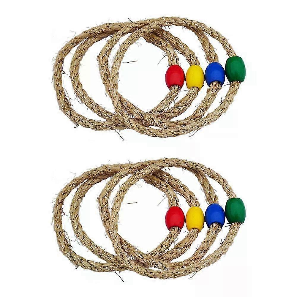 麻ひもロープおもちゃ、8個の子供用ベビーリング投げトスゲーム