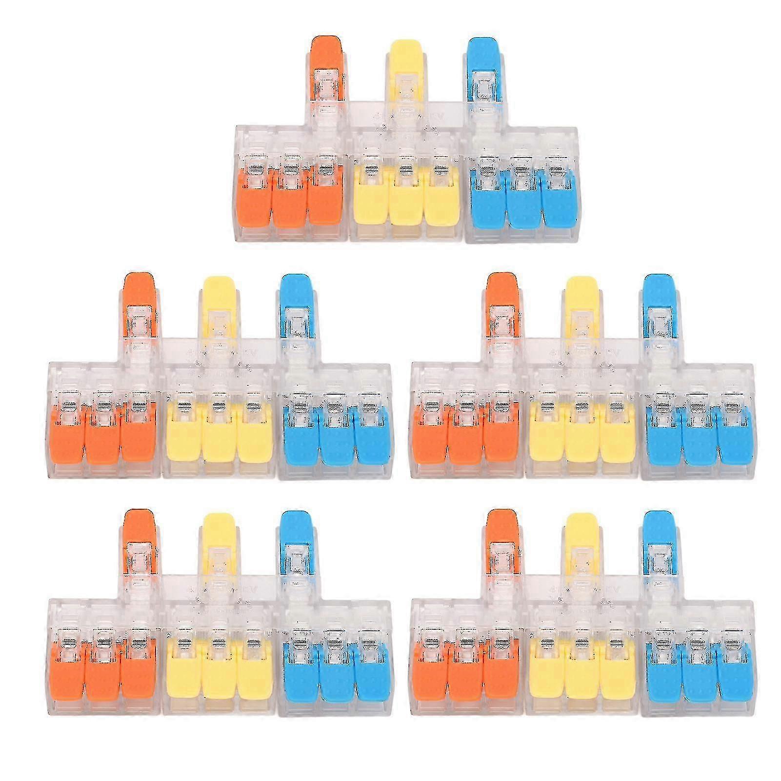 5Pcs Quick Wiring Lever Connectors Kit with 3-9 Positions, 41A 450V Terminal Block for Secure Cable Connections