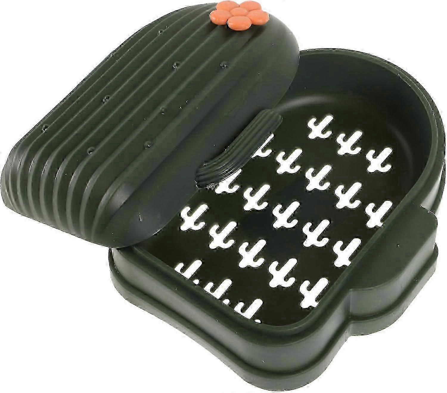 Plastic Soap Dish Holder with Lotus Design, Portable Container for Cactus Soap