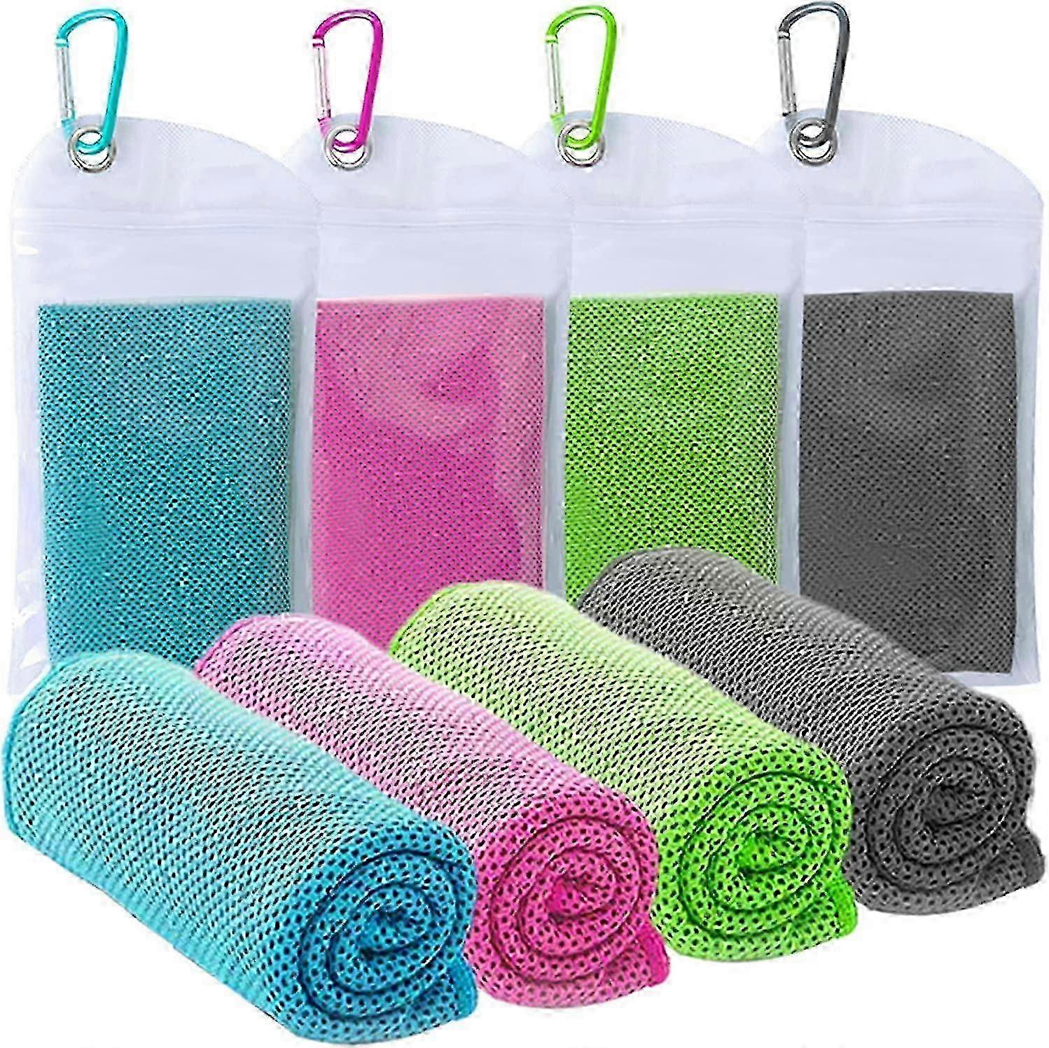 Viilentävät pyyhkeet urheiluun, joogaan ja kuntoiluun - Pehmeä mikrokuituinen jääpyyhesetti sinisenä, vihreänä, ruusunpunaisena, punaisena ja mustana