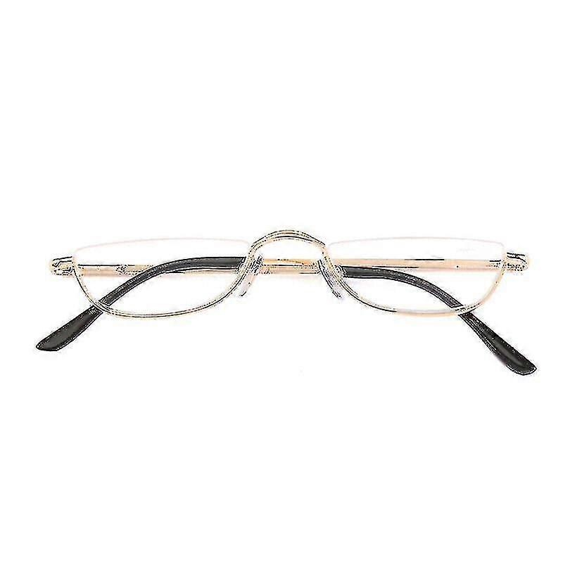 Semi-Rimless Half Moon Reading Glasses with Metal Spring Hinges, Strength Range 1.0 to 4.0