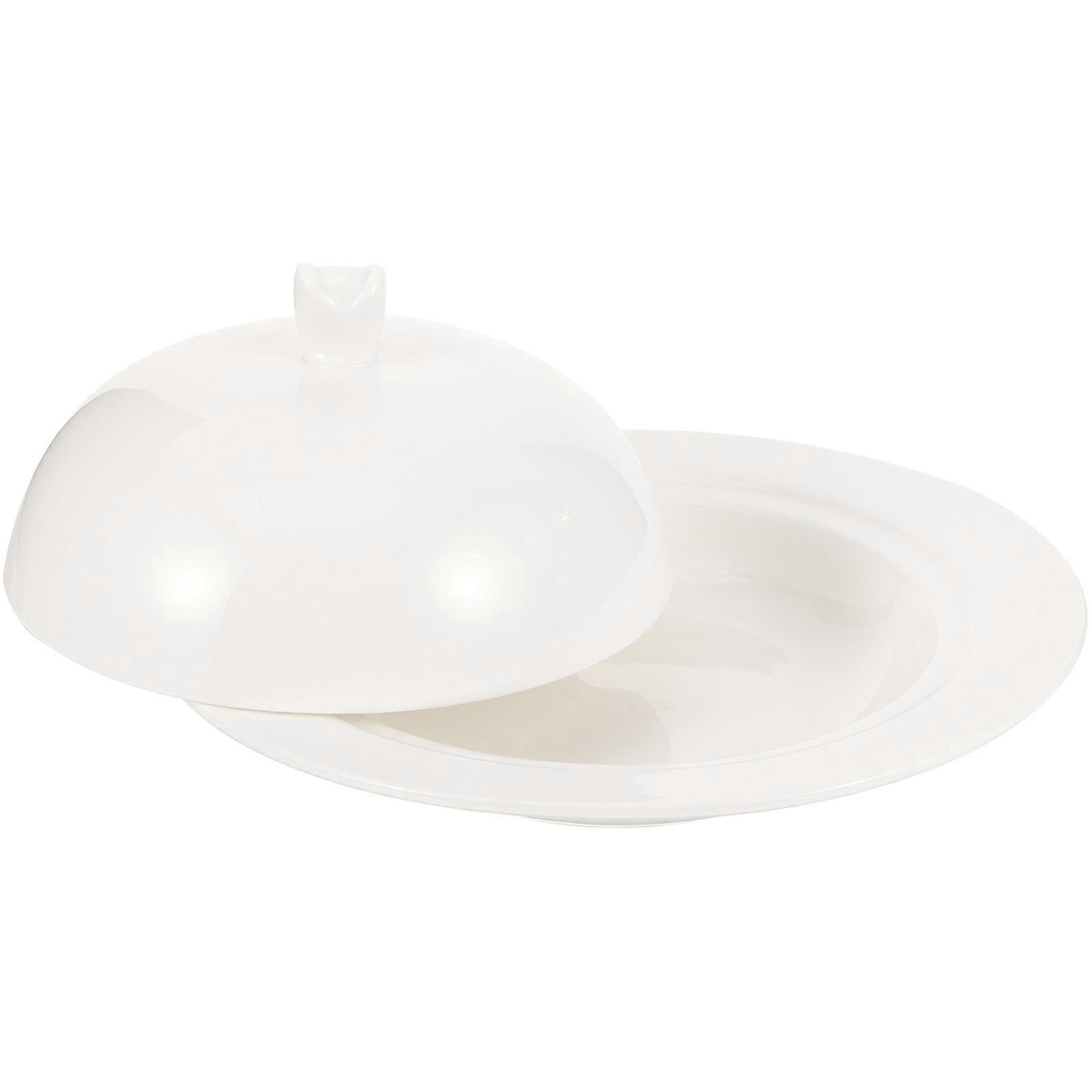 Ceramic Meat Platter with Lid for Steak Plating and Vegetable Presentation White Porcelain for Food Serving 1Pack