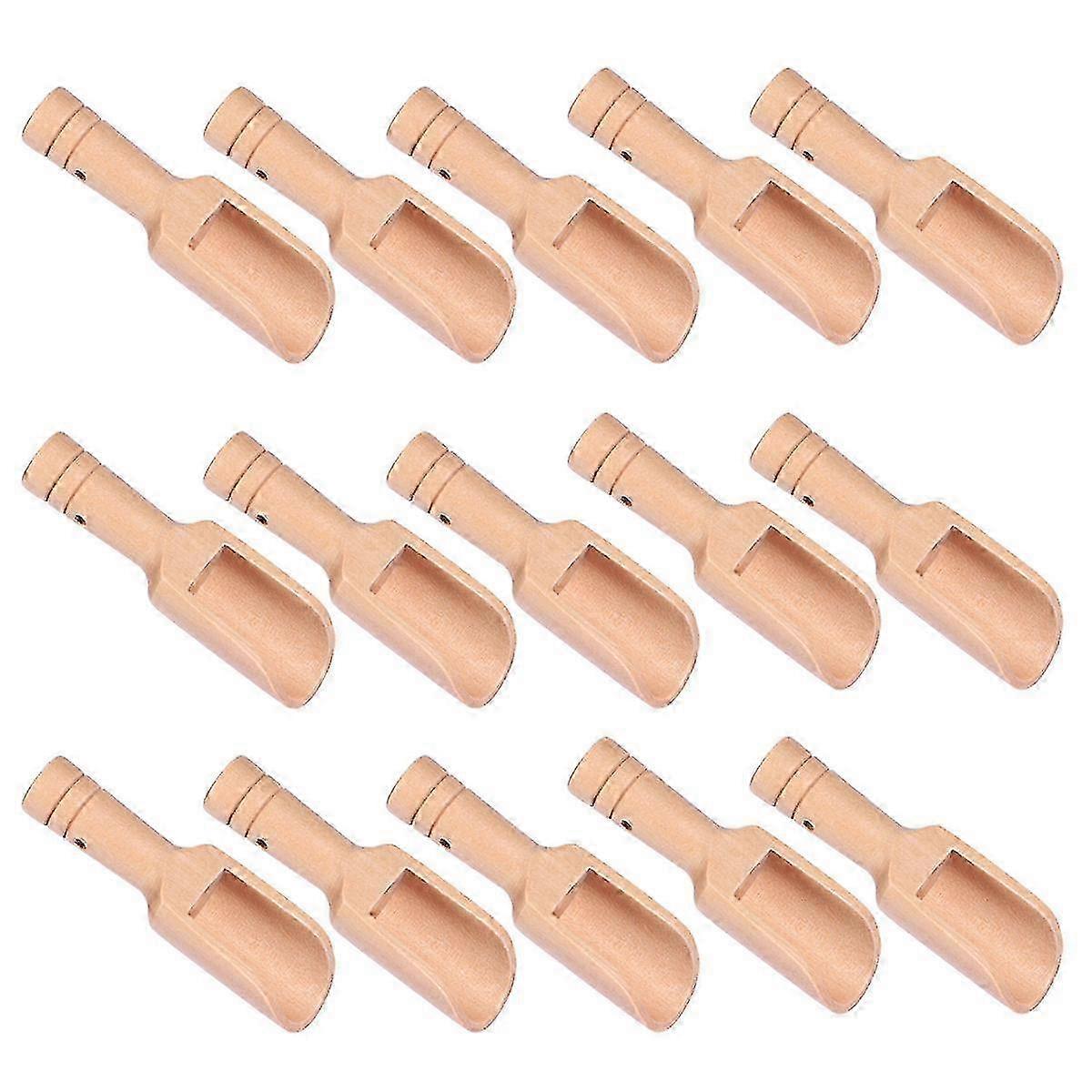 15pcs Small Salt Shovels Round Handle Scoop Wood Teaspoon Milk Powd...
