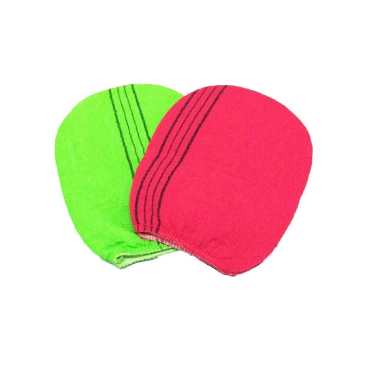 Exfoliating Bath Gloves Two Pack For Shower Rubbing Gloves Random Colors Gentle Skin Scrubbing Spa Use
