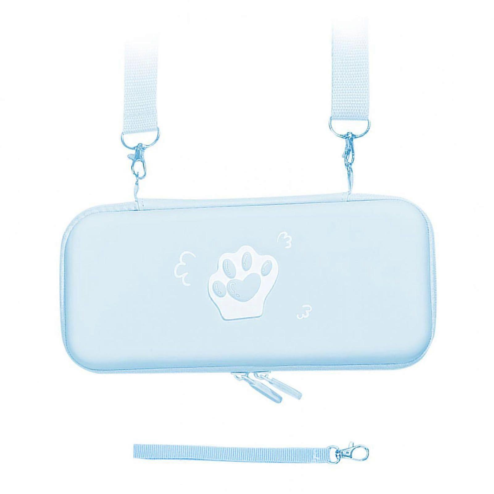 Cute Cat Paw Carrying Case for Switch Impact Resistant PU Leather Hard Shell Protective Cover for Switch Game Console Accessories Blue