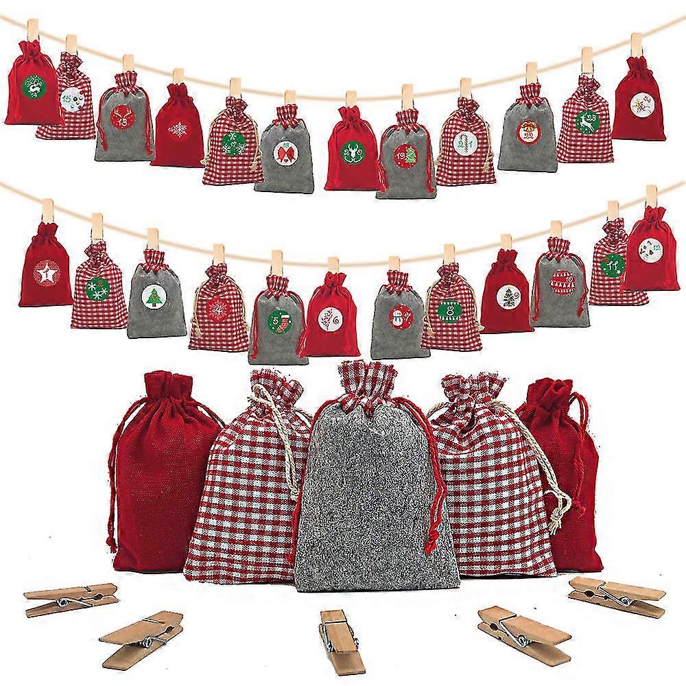 Xmas Ornaments Christmas Felt Bag 1-24 Digital Stickers Advent Cal...
