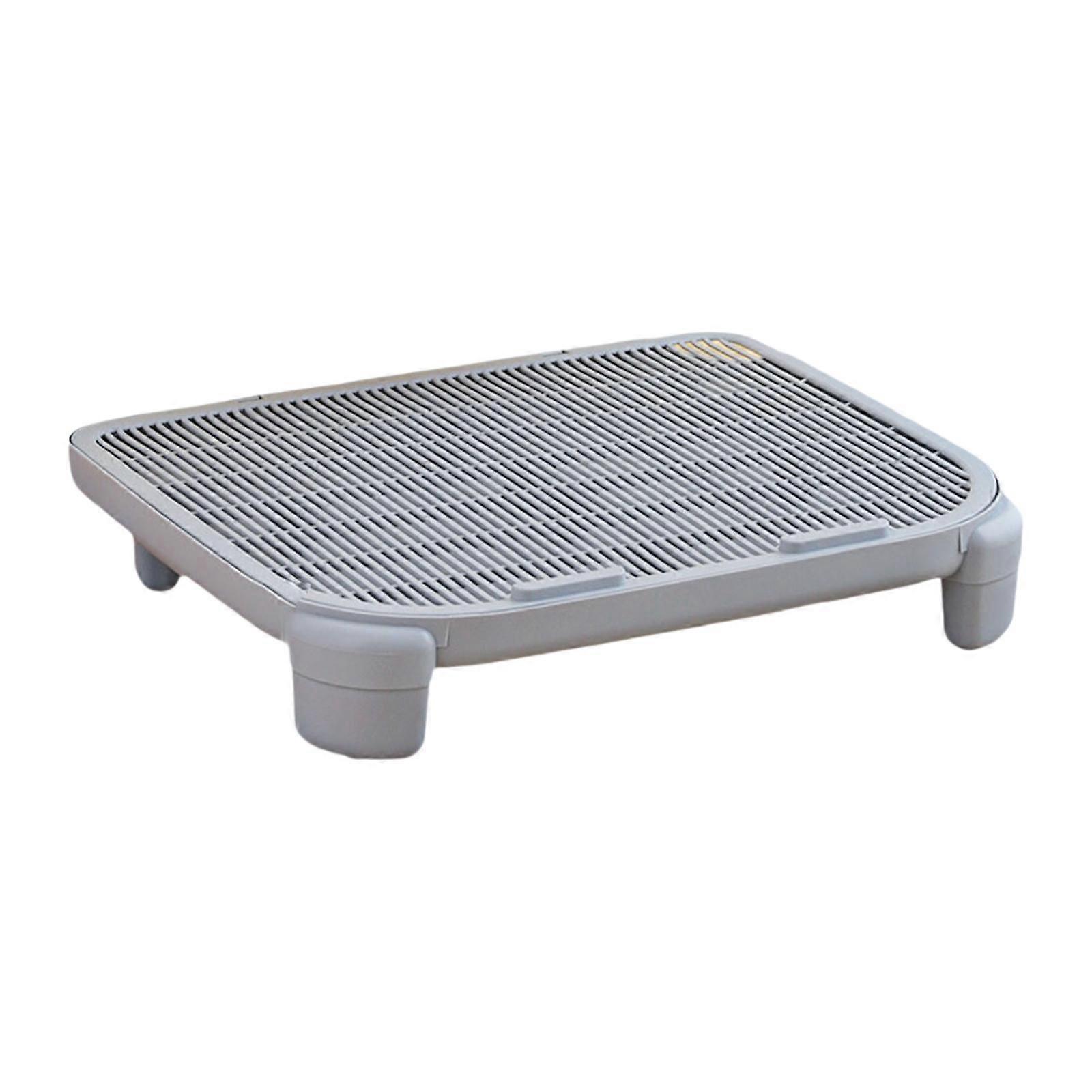 Elevated Litter Box Ramp with Function Kitten Litter Catcher Mat for Bathroom