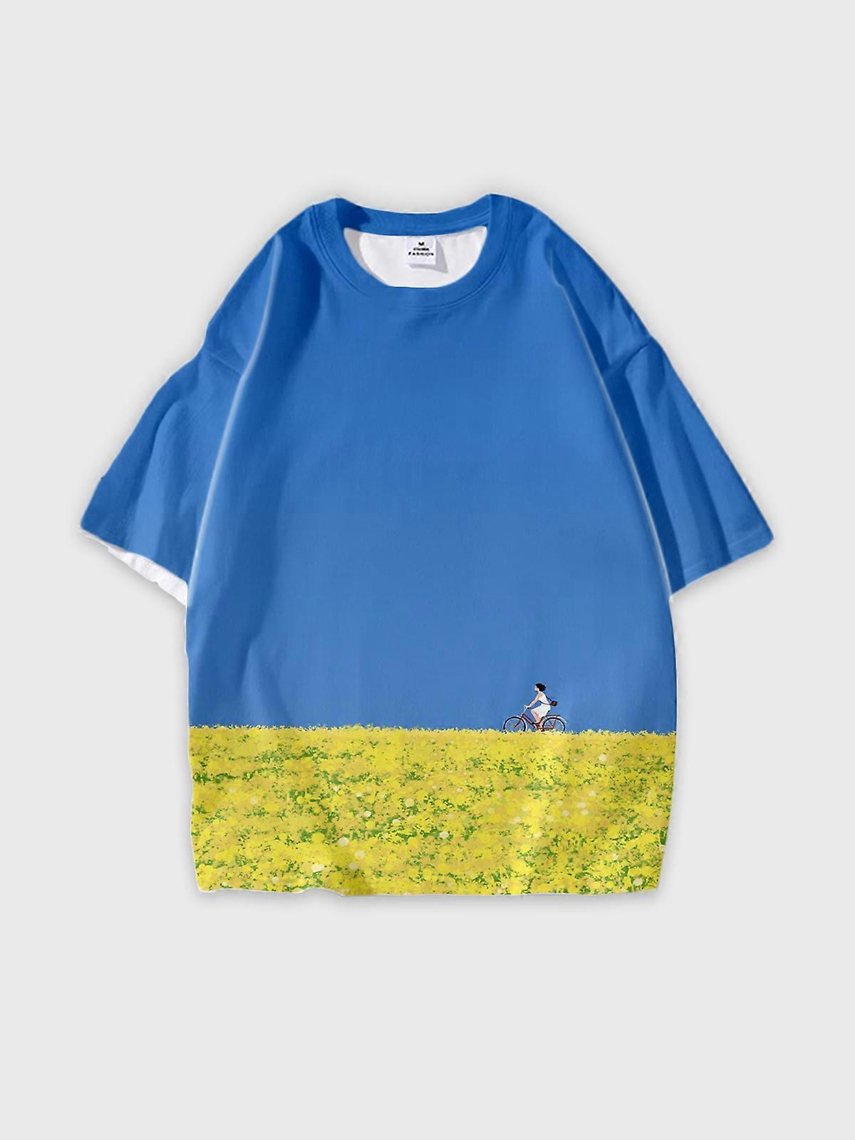 T-Shirt Short Sleeve Round Neck, Summer Casual Loose Graphic Tee, Unisex Pattern V1722