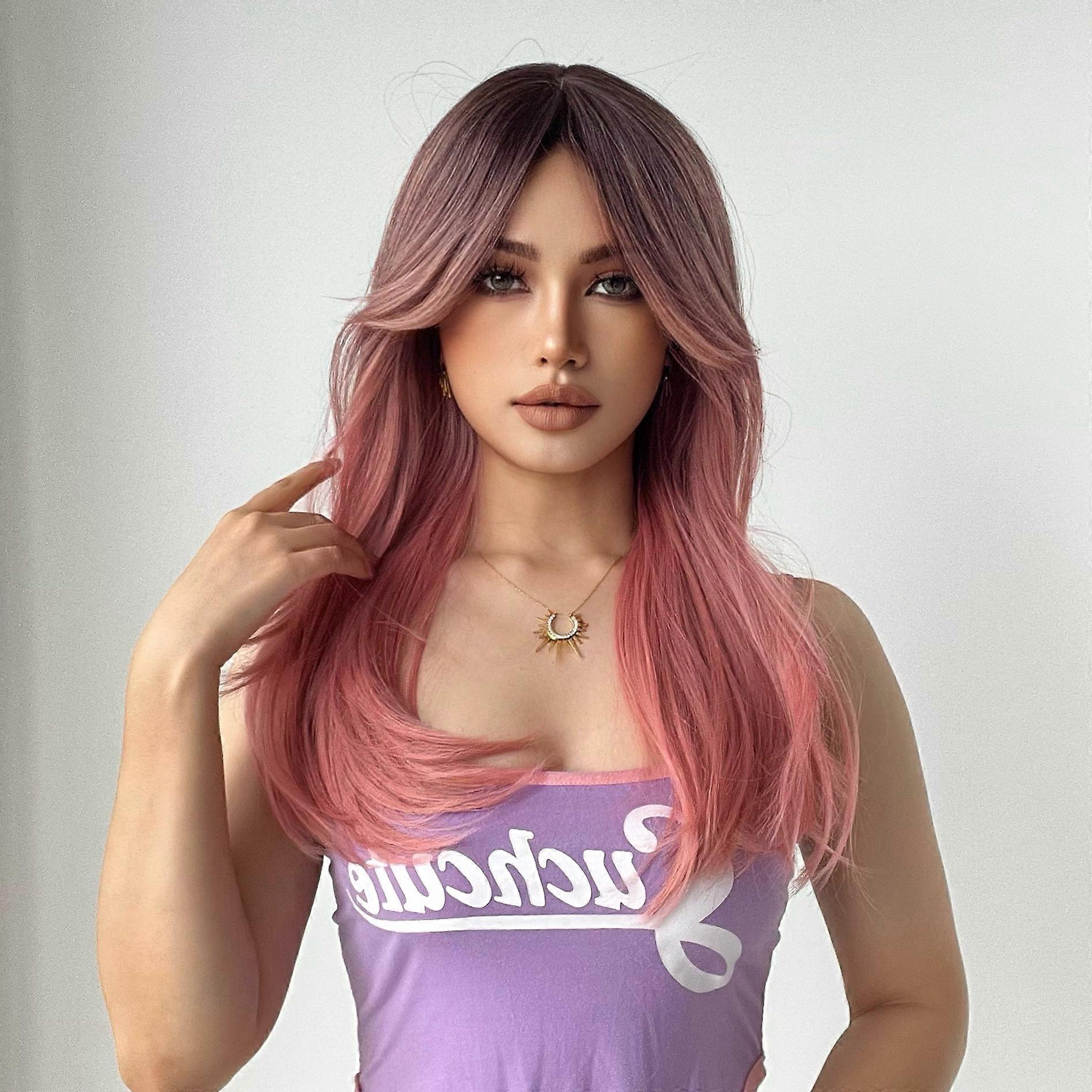 Haircube Ombre Pink Machine Made Heat-Resistant Glueless Wear and Go Wig - Natural Look for Daily Wear