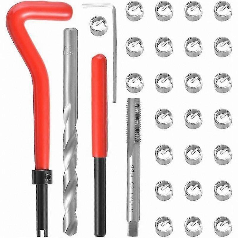 M8 x 1.25mm Thread Repair Set with 30 Inserts and Installation Tool for Damaged Threads