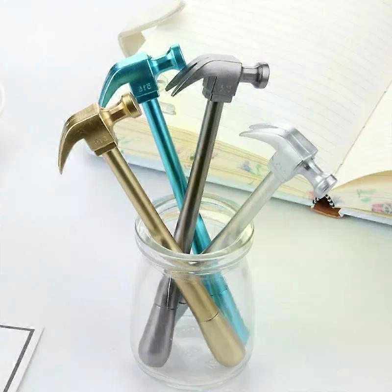 4 Piece Creative Metallic Hammer Tools Stationery Gel Pen Simulation Cute