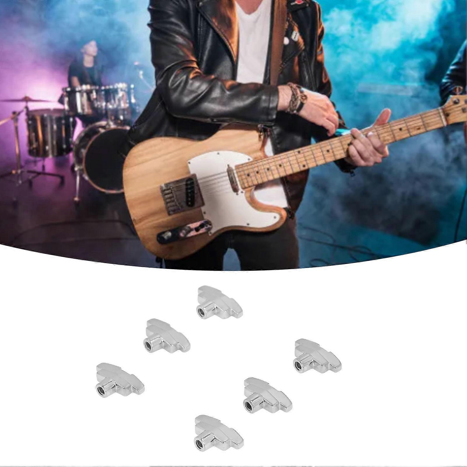 6 stk sink legering t-formet gitar stemmepinne knapper sølv sett